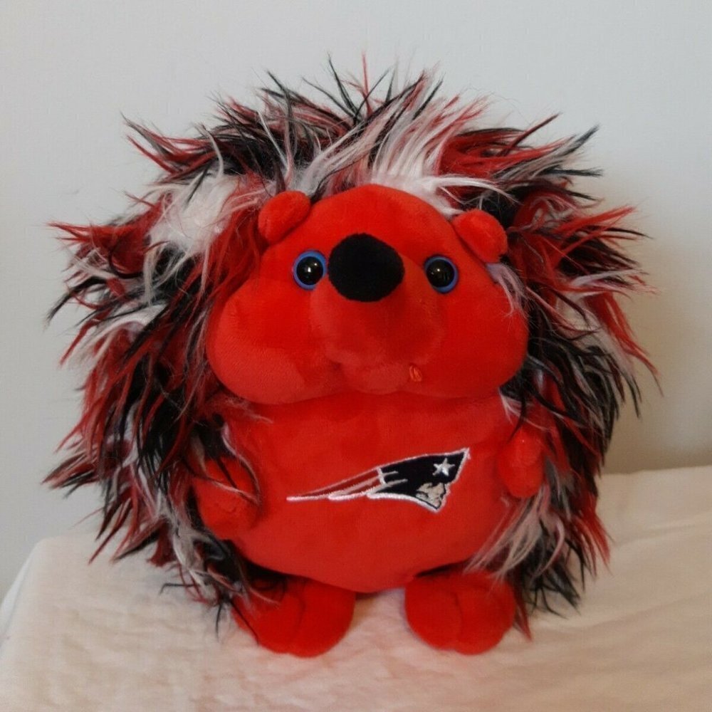 NEW England Patriots Scruffy hedgehog red blue furry stuffed toy